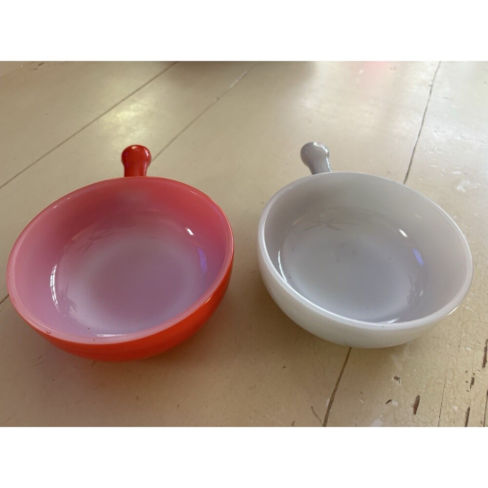 Vintage Glasbake USA Set of 2 Handled Soup Bowls